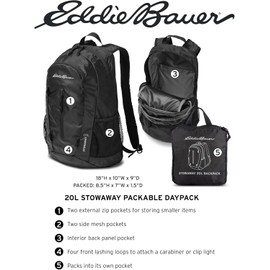 Eddie Bauer Stowaway Packable Backpack – 20L Lightweight Ripstop Polyester Daypack in Tobacco Color
