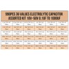 1000pcs 36 Values Electrolytic Capacitor Assorted Kit 10V~50V 0.1uF to