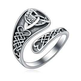 Flpruy Spoon Rings for Women 925 Sterling Silver Vintage Oxidized Fidget Ring Adjustable Thumb Rings Boho Open Statement Rings Jewellery Gifts, Sterling Silver, No Gemstone