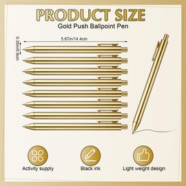 Sayglossy 30 Pcs Gold Metallic Slim Ballpoint Pens Bulk Retractable Black Ink Medium Point (0.5mm) Smooth Writing Pens for Wedding Bridal Shower Business Office Students Teachers