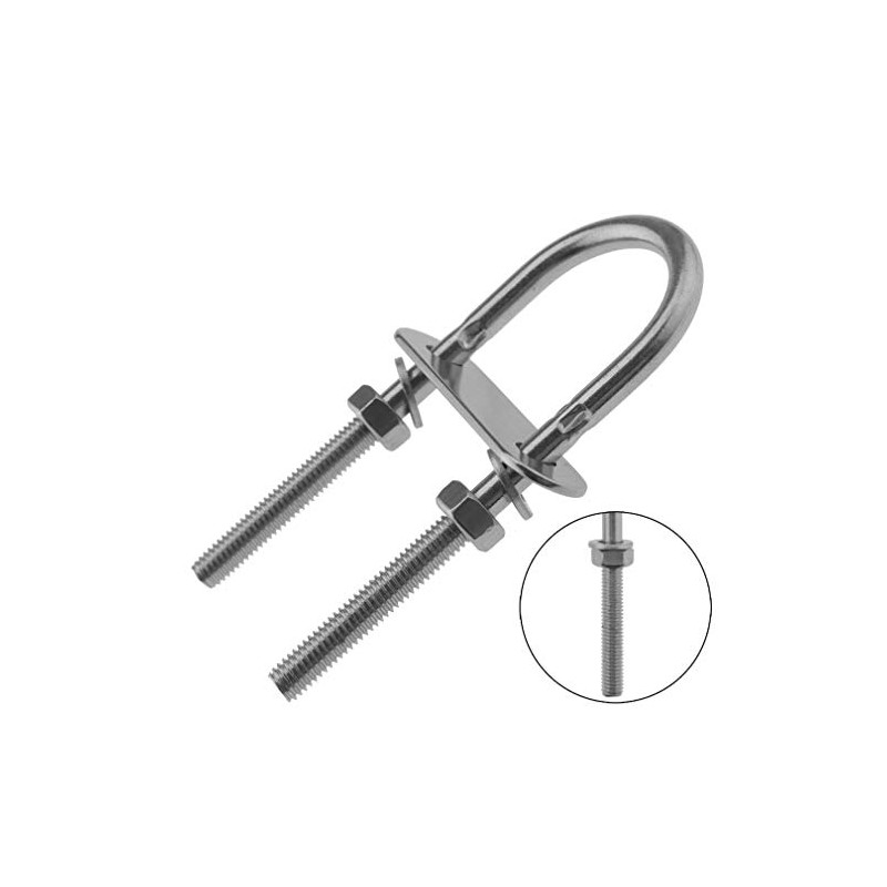 2Pcs 6mm AISI 316 Stainless Steel U Bolts with Plate