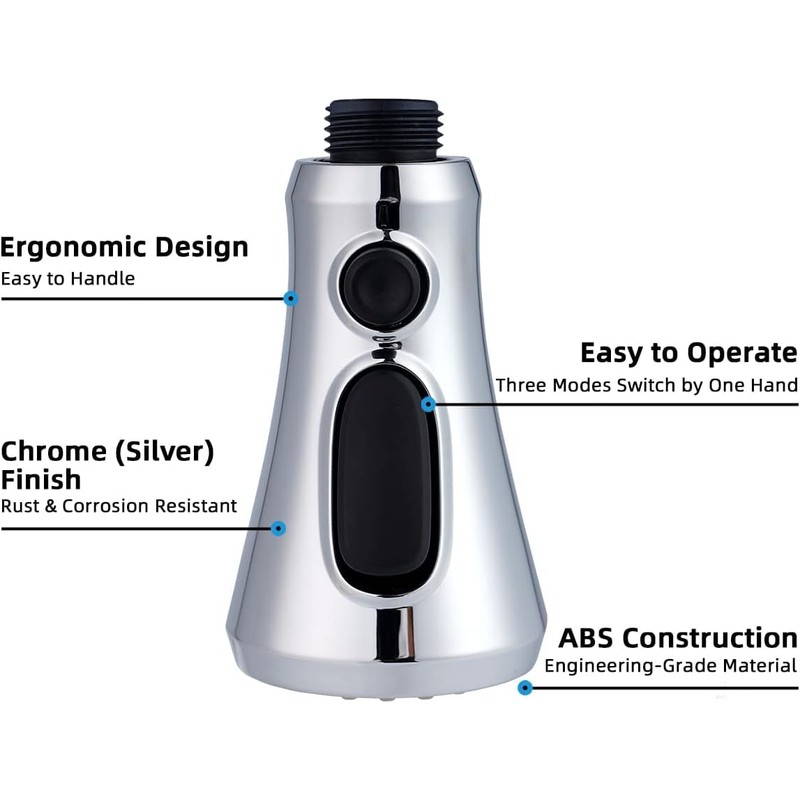 Hibbent Pull Down Spray Head for Kitchen Faucet, 3-Function Kitchen