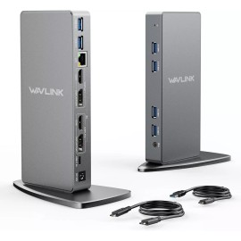 WAVLINK USB 3.0 Laptop Docking Station Dual 5K/4K, HDMI & DP, 6 USB, LAN, Audio