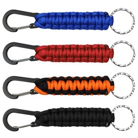 duisoad 4 Pcs Paracord Keyring Braided Kit Rope Paracord Keychain for Outdoor Camping, Fishing, Hiking Tool