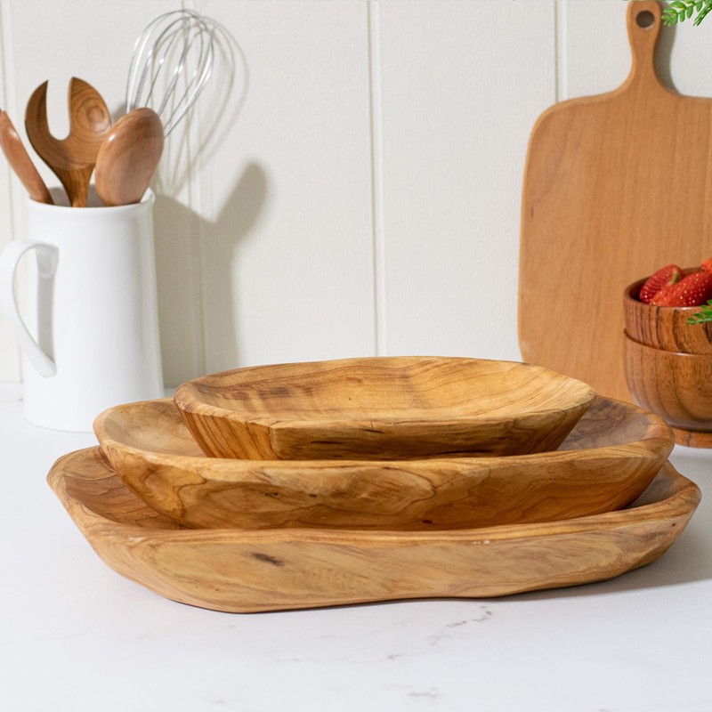 COSPRING Root Wood Serving Dish, Vintage Wooden Ring Dish, Appetizer