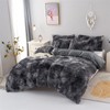 chovy Faux Fur Tie-Dyed Black Gray White Colorful Comforter Sets