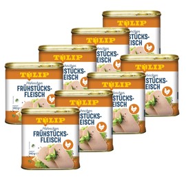 TULIP 8 x chicken breakfast meat, 340 g, delicious chicken meat in practical recyclable preserve, poultry breakfast meat in a tin, 80% chicken meat