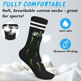 KEVRDRT Men's Cycling Socks 38-45, Road Bike Socks, White Cycling Socks with Motif, Cotton, Breathable, Bicycle Gift, Black 2 Pair