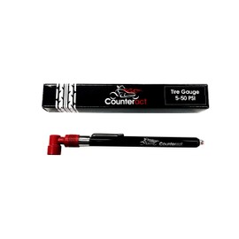 Counteract MKPG-D Analog Tire Air Pressure Gauge for Motorcycle and ATV Tires, 5-50psi, Red 90 Degree Head, Black Anodized Body, Durable Metal Construction