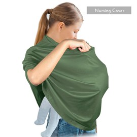 Yoofoss Nursing Cover Breastfeeding Scarf - Baby Car Seat Covers, Infant Stroller Cover, Strechy Carseat Canopy for Boys and Girls (Dark Green)