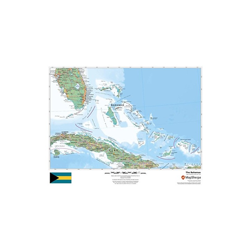 The Bahamas - 22" x 17" Paper Wall Map
