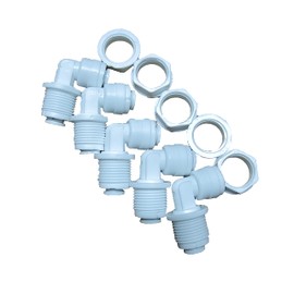 PureSec 1/4 Bulkhead Fitting 90 degree Elbow 1/4 OD RO Tubing Use 1/4 inch Water Line Fittings 1/4 Quick Connect RO Fittings Reverse Osmosis parts(5, 1/4 inch x 1/4 inch)