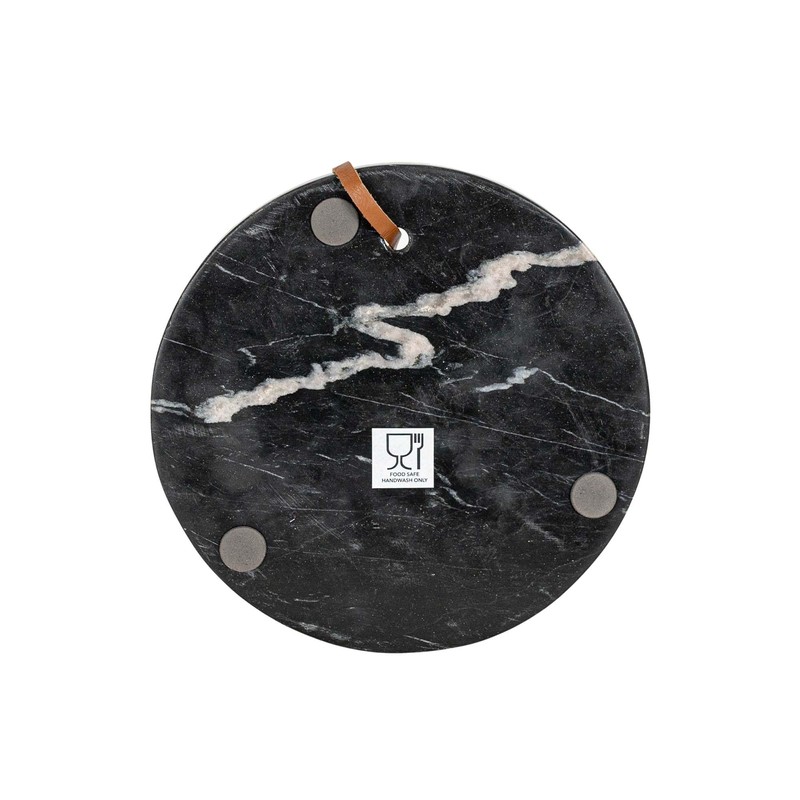Foreside Home & Garden Round Cutting Board Black Marble &