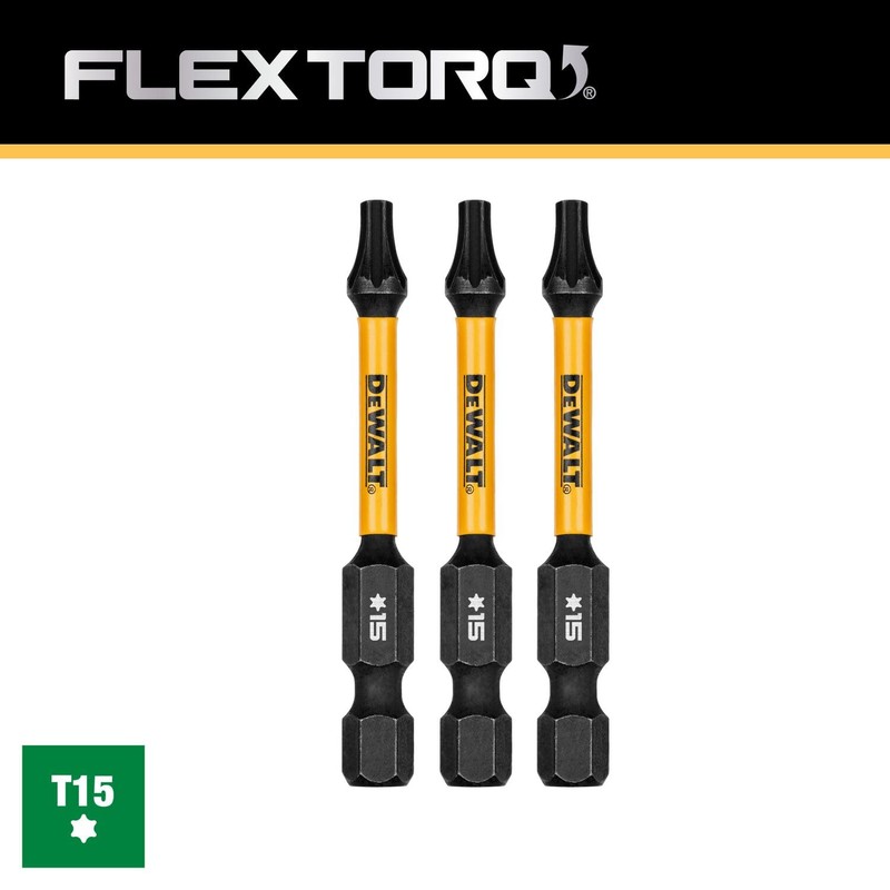 DEWALT FLEXTORQ Torx T15 Bits 3Pk, 1/4 x 2-1/4in for