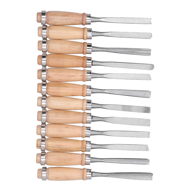 12Pcs Wood Turning Chisels Wood Grooves Parting Tools Set Woodworking