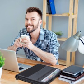 Expanding File A4 Document Folder 13 Compartments Expandable File Organiser Portable Document Bag with Zip and Labels for Office School Business Trip Black