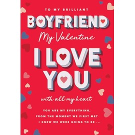 Piccadilly Greetings Valentine's Day Card, To my Brilliant Boyfriend - 9 x 6 inches