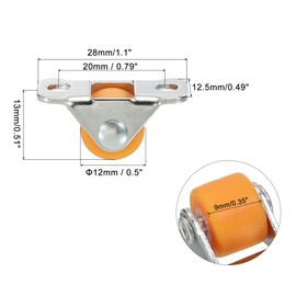 PATIKIL Mini Fixed Caster Wheel 0.5", 4 Pack Hard Plastic Rigid Roller with Metal Top Plate Screws for Furniture Small Cart, Orange