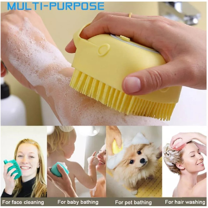 TIKA Silicone Bath Brush w Soap Dispenser-Body Scrubber, Handheld Hygiene