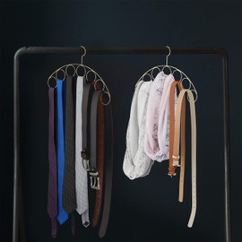 Relaxdays Clothes Hanger, Scarf Holder, Elegant Design, Hanger for Blouse, Scarf, Cloth, Accessories, 3 mm Thin, Metal, Gold