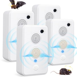 4 Pack 2025 Ultrasonic Bat Repellent Devices for Attic Porch House,Bat Deterrent Devices Keep Away Bats,Bats Control for Indoor Outdoor,Friendly to Human and Pet