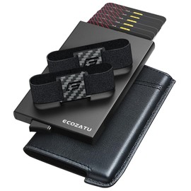 ECOZATU Slim Aluminum Card Holder Wallet，Minimalist Metal Mens Wallet，RFID Blocking Wallet for Men，Pop Up Wallets Men，Stealth Wallets for Men, 14+ Cards Holder Mens Wallets with 2 Cash Bands