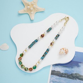 PYOAGT Natural Stone Phone Wristlet Strap with Detachable Strap Hands-Free Phone Bracelet Charm for Easy Carrying (Blue)