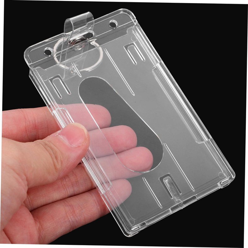 NUOBESTY 6pcs Transparent Id Holder with Thumb Slot Badge Sleeve