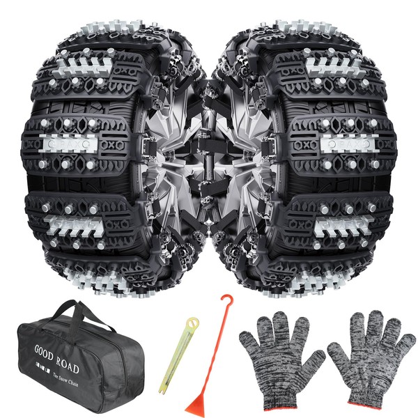 6 Pack Snow Chains for Car, TPU Tire Chains, Adjustable