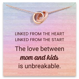 STORYJEWELLERY Necklace for Mom, Mom Christmas Gifts, Christmas Gifts for Mom, Mom Gifts, Gifts for Mom From Daughter & Son, Birthday Gifts for Mom, Presents for Mom, Rose Gold Circle Pendant Necklace