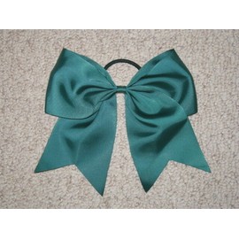 "Handmade" NEW "HUNTER GREEN" Cheer Bow Pony Tail 3 Inch Ribbon Girl Hair Bows Cheerleading