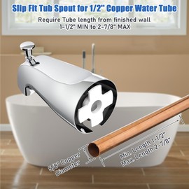 SOEKAVIA Slip on Tub Spout Kit, Compatible with American Standard 8888026.002 Tub Spout Bathroom Bathtub Faucet, Fits 1/2" Copper Water Tube(5/8" Diameter), 5/32'' Hex Wrench Included (Chrome,1 Pack)