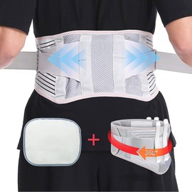 Aollaa Waist Corset [3D Structure/Thermal Pads] Waist Supporter, Waist Belt, 4 Posts, 2 Auxiliary Belts, Mesh Ventilation] Lightweight Fit, Strong Compression, For Men and Women, For Work, Size L (Waist 35.4 - 39.4 inches (90 - 100 cm)