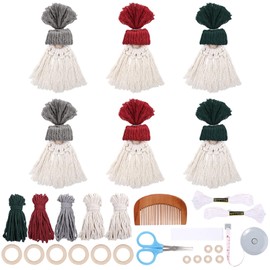 LEMESO 6 PCS Christmas Crafts for Kids Adults, DIY Macrame Kit Party Favors - Make Your Own Stanta Gnome Christmas Ornaments