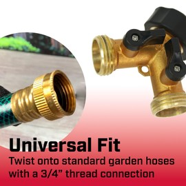 Chapin 6-9474: Heavy-Duty Brass Hose Splitter Hose Connection, Fits Standard Garden Hoses, Brass Construction with Shut-Off Valves, Y-Shaped, Leak-Free, Dual Water Flow for Landscaping and Outdoor Use