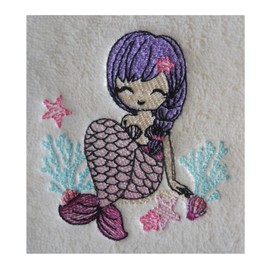 Mermaid (1367) - Embroidered Medium Weight Star Fleece Baby Blanket (Pink)