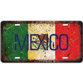 Mexico Vintage Metal Tin Sign Plaque for Home, Bathroom and Bar Wall Decor Car Vehicle License Plate Souvenir 5.9x11.8 Inch
