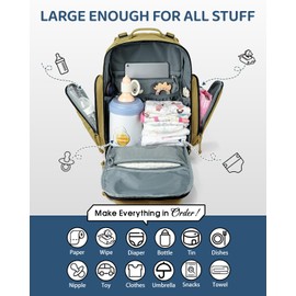 MIRACOL Military Diaper Bag for Dad - Insulated Baby Backpack with Patches for Outdoor Travel Trips - Daddy Diaper Backpack for Baby Shower Gifts Tan