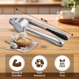Premium Garlic Press Set – Durable Garlic Mincer & Crusher, Easy to Clean, Rustproof Kitchen Tool for Garlic & Ginger, Dishwasher Safe