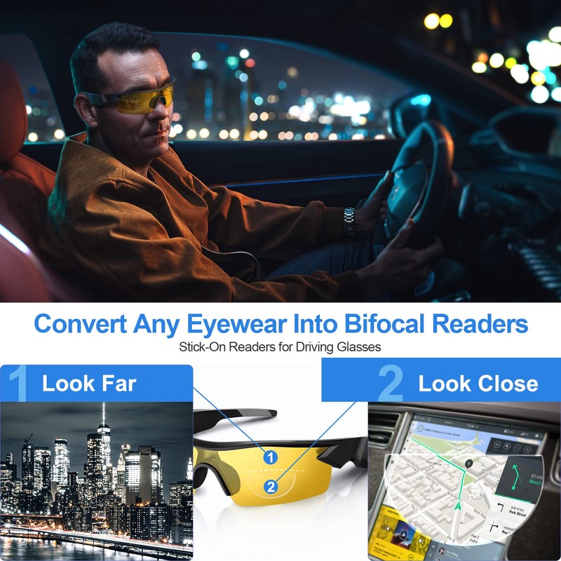 OKH Stick-on Bifocal Lenses Reader, Reusable Adhesive Magnifying Reading Lenses