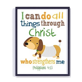 Slinky Dog Toy Story Christian Nursery Unframed Print - I Can Do All Things Through Christ Who Strengthens Me - Philippians 4:13