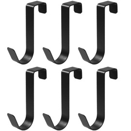 PHITUODA 6 Pack Over The Cabinet Door Hooks Black Towel Hook Over Bathroom Frameless Glass Door Office Kitchen Towel Coat J Hooks for Hanging
