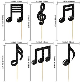 Ephlyn 24 piezas de notas musicales para magdalenassímbolos musicales con purpurinapúas para magdalenasmúsicoconciertodecoración de tartas para niñoscumpleañosbaby showerbodacumpleaños,