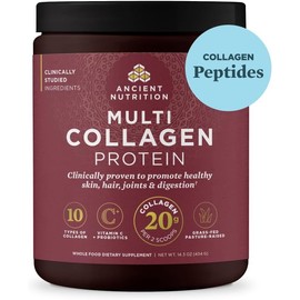 Ancient Nutrition Collagen Peptides Powder, Multi Collagen Protein, Women & Men, Vitamin C, Probiotics, Hydrolyzed Collagen, Supports Skin, Joints, Gut Health, Unflavored, 40