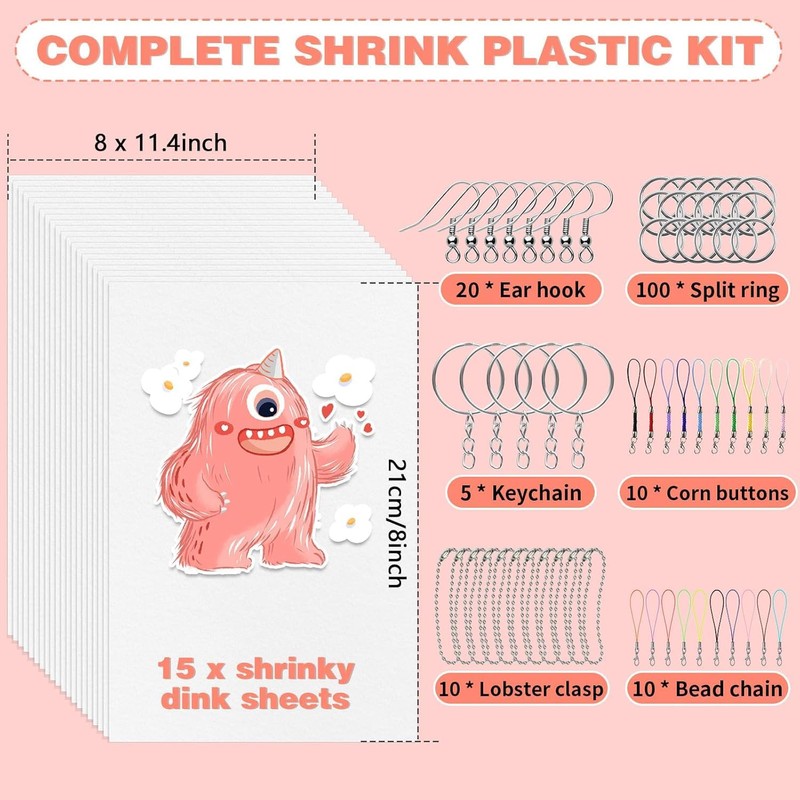 QUOTRE Shrink Films, Shrink Plastic Set for DIY Crafts, Includes