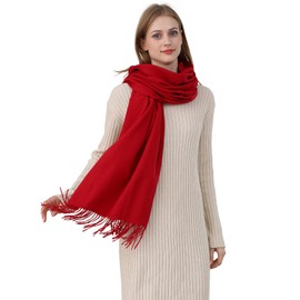 Best World 4 Yu Womens New Winter Warm Casual Scarf Solid Pashmina Tassel Style Stoles(Burgundy)