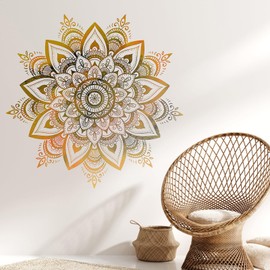KQDRAVINE Wandtattoo Mandala Wandsticker Mandala für Schlafzimmer Wandaufkleber Wandtattoo Wanddeko Wandbild Boho Style Flur Yoga Wanddeko,Pflanzen Blumen Wandaufkleber für Wohnzimmer Küche Fenster
