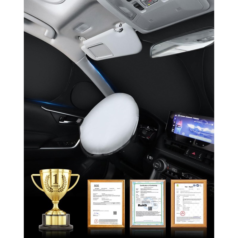 EVOOOR 8PCS Windshield Sun Shade for Toyota Highlander 2015-2020 Accessories-