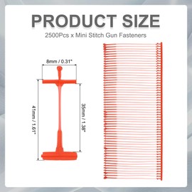 uxcell 2500Pcs Mini Stitch Gun Fasteners, 35mm/1.38" Micro Fasteners Stitch Gun Refill Quick Clothing Fixer for Clothing Fine Stitch Tag Gun, Red