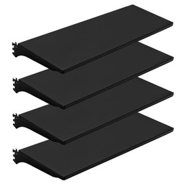 NectaCol 4 Packs Gondola Shelves 35 1/4”L x 11 1/2”W for Industrial Grade Black Pegboard Display Rack，4 Shelves for Gondola Units, Extra 8 Pieces Supply Arms, Black